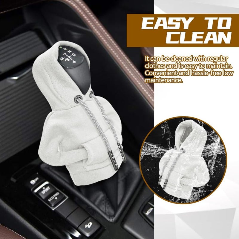 HEVLE Gear Shift Hoodie, Gear Shift Cover, Funny Car Gear Shift Cover, Automotive Interior Cute Gadgets, Automotive Interior Accessories and Decoration (White-2PCS) - Image 5